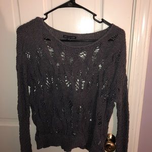 navy blue distressed sweater